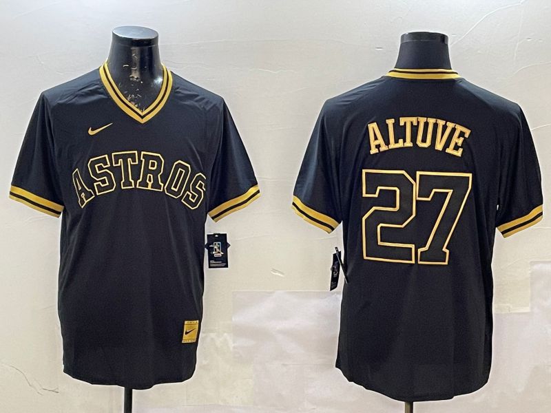 Men Houston Astros #27 Altuve Black Gold Game 2025 Nike MLB Jersey style 1->houston astros->MLB Jersey